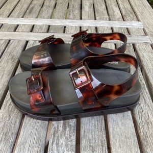 MELISSA Tortoise Shell Brown & Black Wide Platform Jelly Sandal US 7 / EU 38